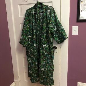 Printfresh Green Unicorn’s Garden robe L/XL